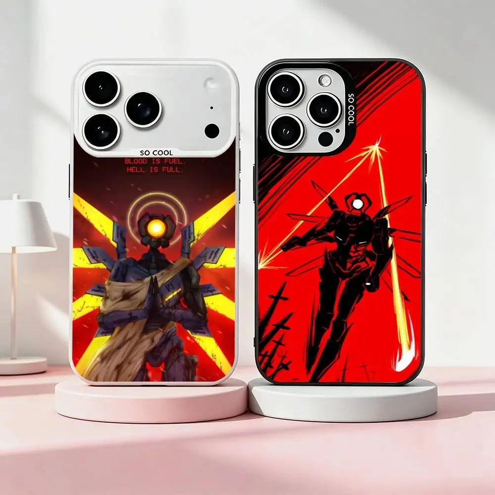 Coque de téléphone U-ULTRAKILL Game-E pour iPhone 17, 16, 15, 14, 13, 12, 11 Plus, Pro Max, XS, Housse colorée argent et noir, Cadeau