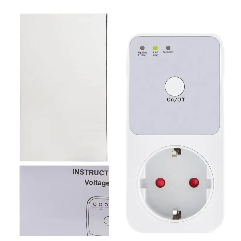 Automatic Voltage Protector AC 220V EU Plug Switch Surge Safety Protector Refrigerator Safety Voltage Protector