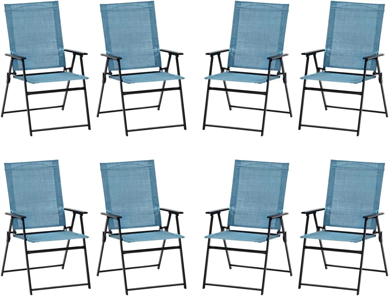 8 sillas plegables para patio, sillas de comedor portátiles para exteriores, para césped, jardín y porche, azul turquesa (encuadernación de bordes)