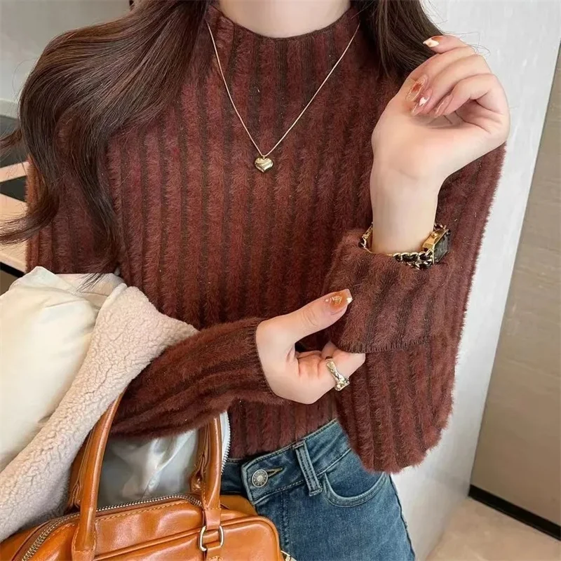 Turtleneck Sweater Women Tops Lined Thick Warm Sweater Knitted Pullover Tops Autumn Winter Streetwear Jersey Knitwear Jumper
