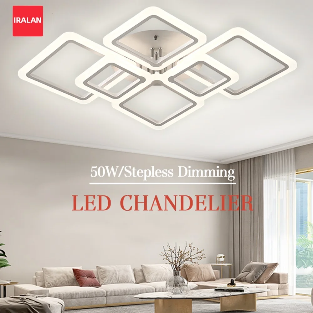 Modern LED Ceiling Chandelier Smart Square Indoor Lighting for Home Decoration Living Room Restaurant Simple Elegant Design