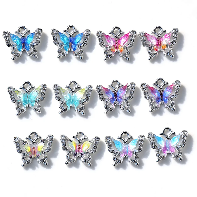 

30Pcs 14*17mm Lovely Animal Charms Crystal Butterfly Charms for Earrings Bracelet Necklace Pendant DIY Jewelry