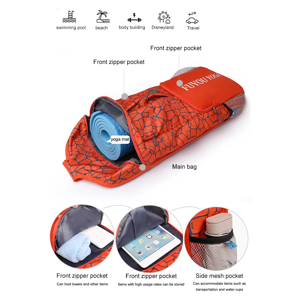 

Yoga Pilates Cushion Bag with Zipper Pocket/Mesh Pocket/Handle Yoga Mat Carry Tote Bag for Yoga Pilates/Workout/Dancing/Gym