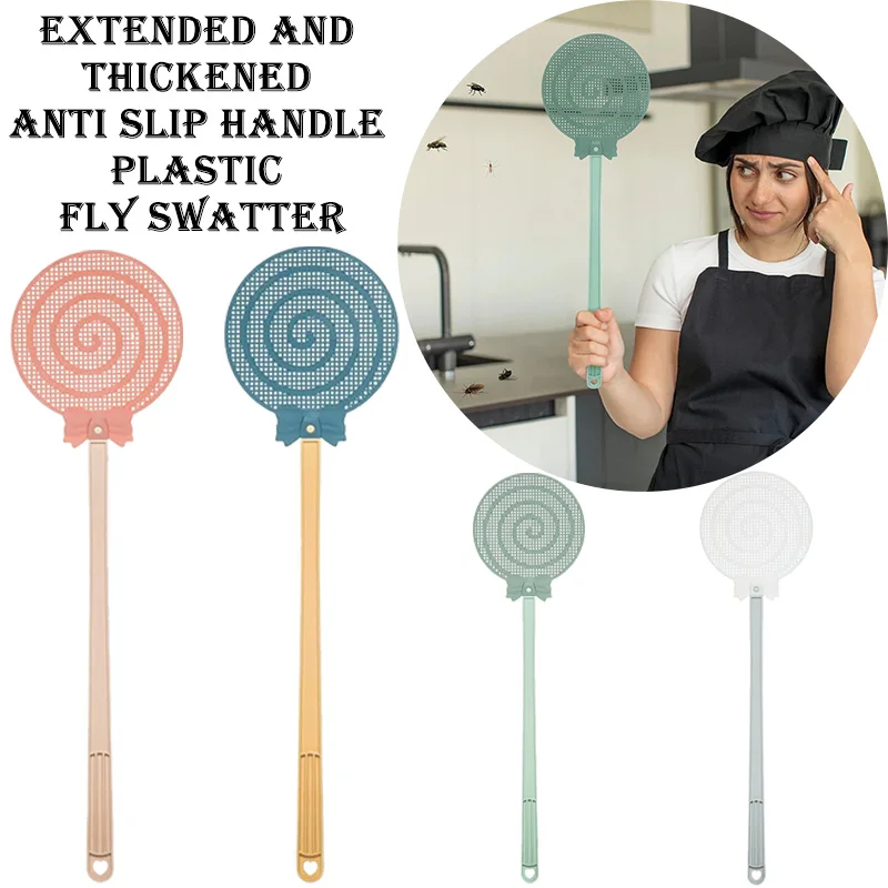 Durable Mesh Fly Swatter Multi Color Long Handle Insect Swat