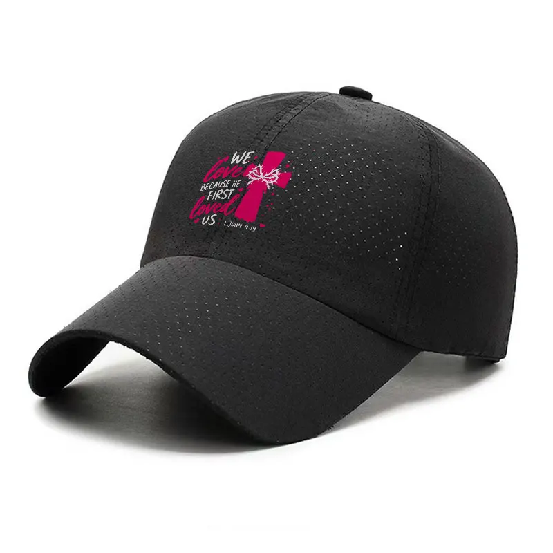 We Love Because He First Loved Us Christian Quick Dry Baseball Cap Adjustable Outdoor Sun Hat