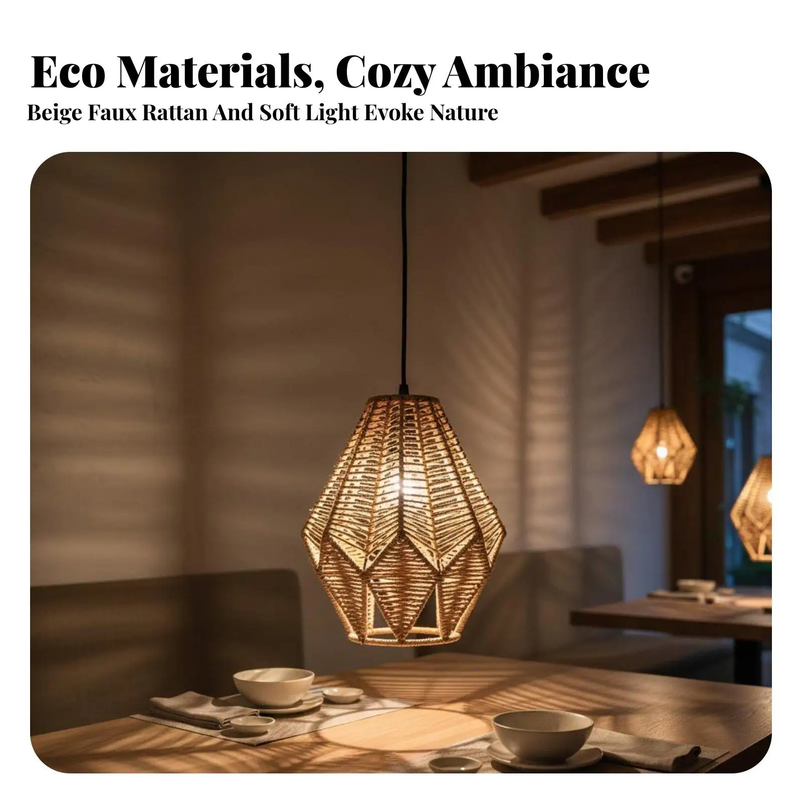 Woven Rope Pendant Lampshade for Bedroom Guesthouse Cafe Rustic Iron Frame Light Diffuser Cover