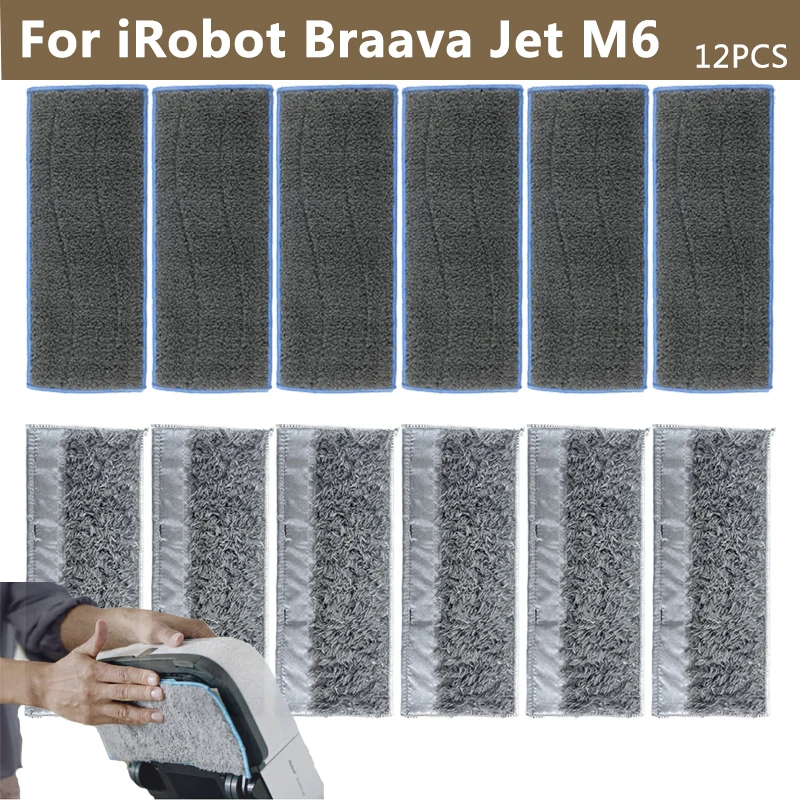 Panos de Limpeza Laváveis para Robô Aspirador iRobot Braava Jet M6 - Acessórios Domésticos de Reposição para Mop Seco e Úmido