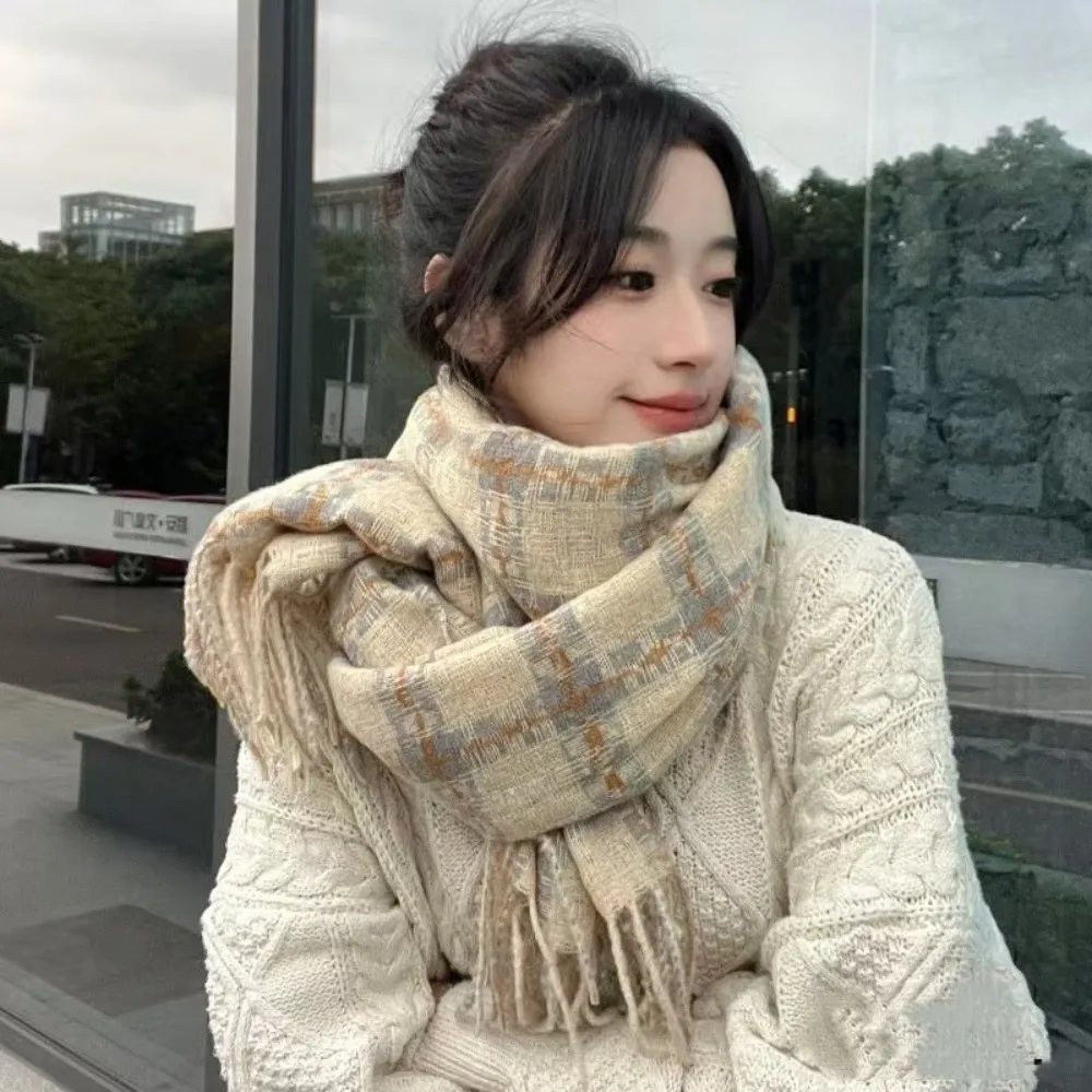 New Faux Cashmere Women's Scarf Thickened Warm Fashion Shawl Plaid Pattern High Grade Winter Scarf Fall Winter Wear