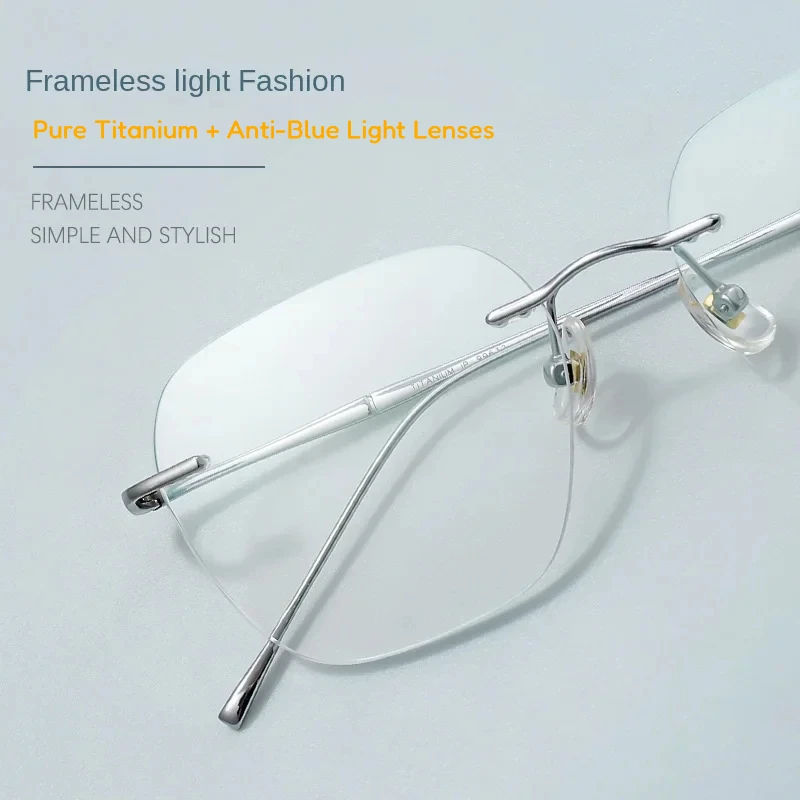 

Ultra Light Frameless Pure Titanium Glasses Frame for Men Women Rimless Brand Anti-Blue Light Myopia No-Frame Lens Glasses Frame