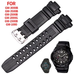 Pulseira de borracha de silicone macio preto, Pin Buckle Strap para homem, Sport Watch Band, Bracelet Tool, Casio GW-3500B, GW-3000B, GW-2000