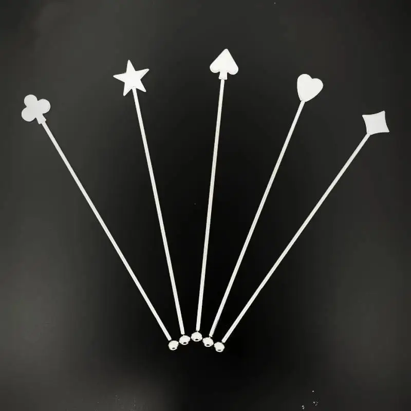 Stainless Steel Stirring Stick Long Handle Bar Spoon StarShape Cocktail Stirrer