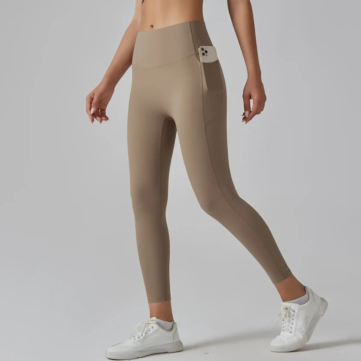 Leggings sexy nude de cintura alta para fitness feminino, corrida, ioga, leggings, calças justas de exercício casual