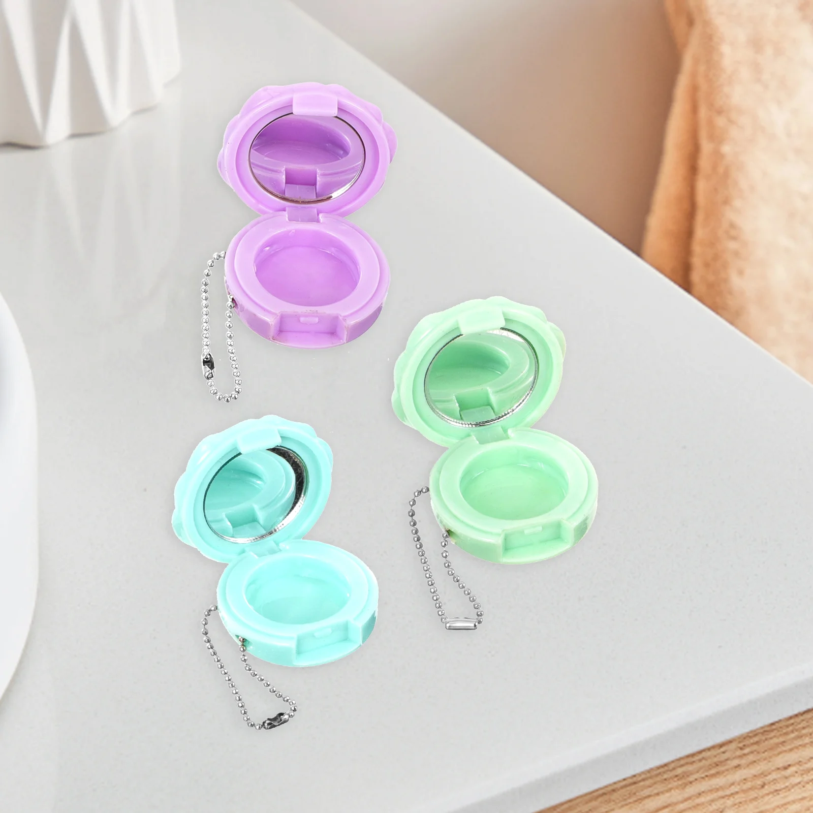 

4 Pcs Eyeshadow Round Box Empty Makeup Containers Palette Jar Case Eyelash Storage Single Travel