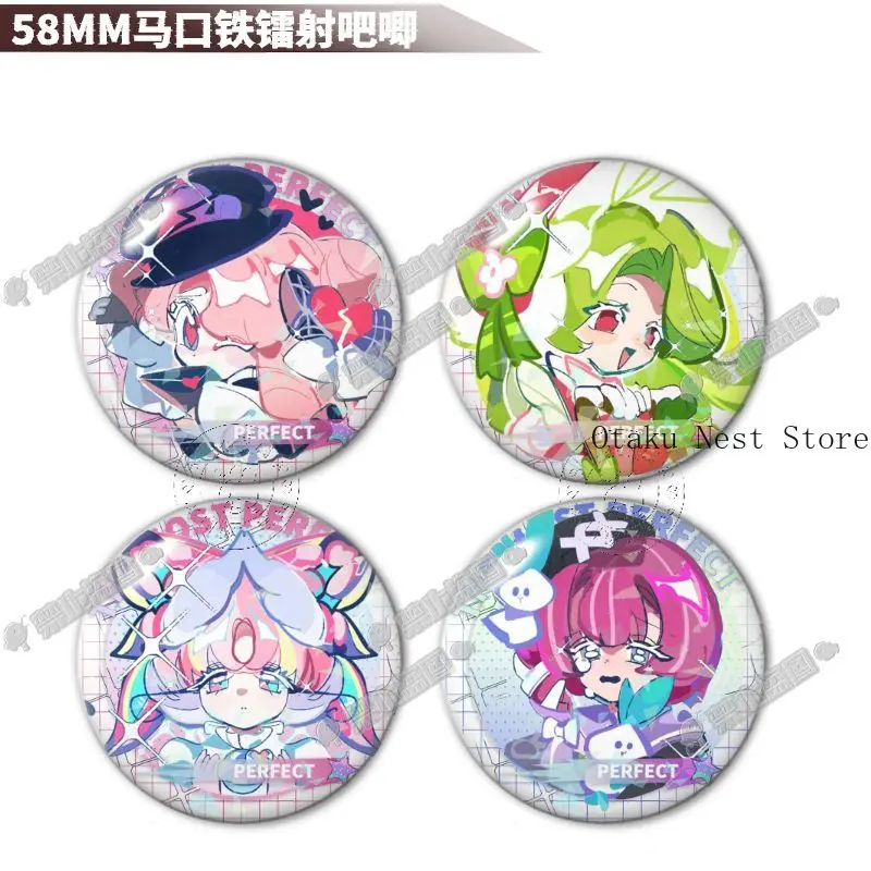 Cookie Run Kingdom Laser Round Tin Badge Brooch Anime Character Bag Decor Cute Desktop Ornament Collectible Gift