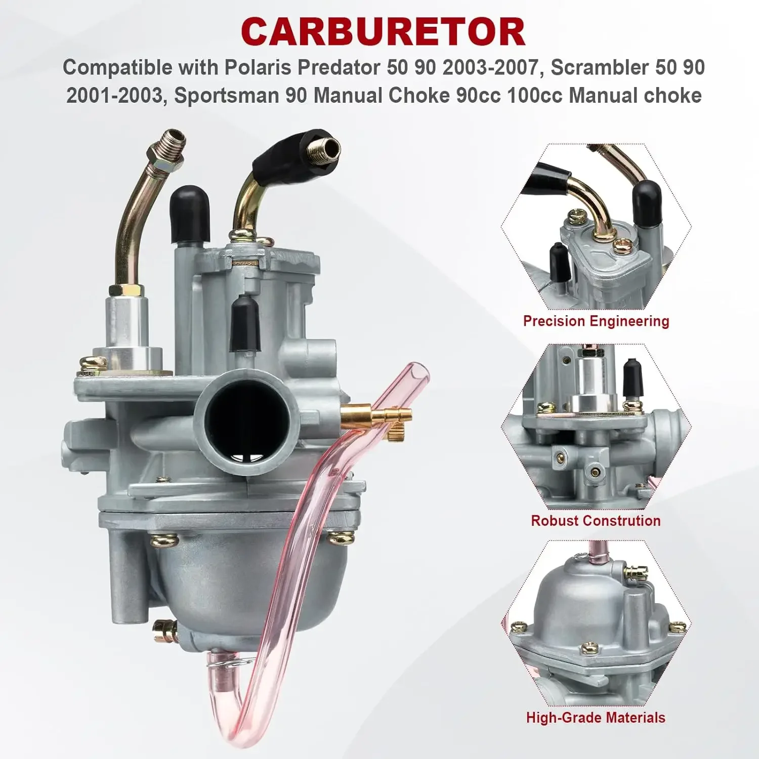 Carburetor For Polaris Predator 50 90 2003-2007 For Sportsman 90 2001-2006 For Scrambler 50 90 2001-2003 with Air Filter&Spark p