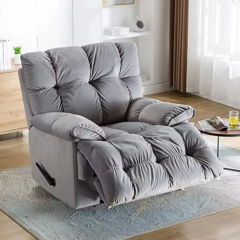 Modern Home Relaxation Single Seater Manual Recliner Sofa Chair Fabric with Inflatable Feature  Metal Frame