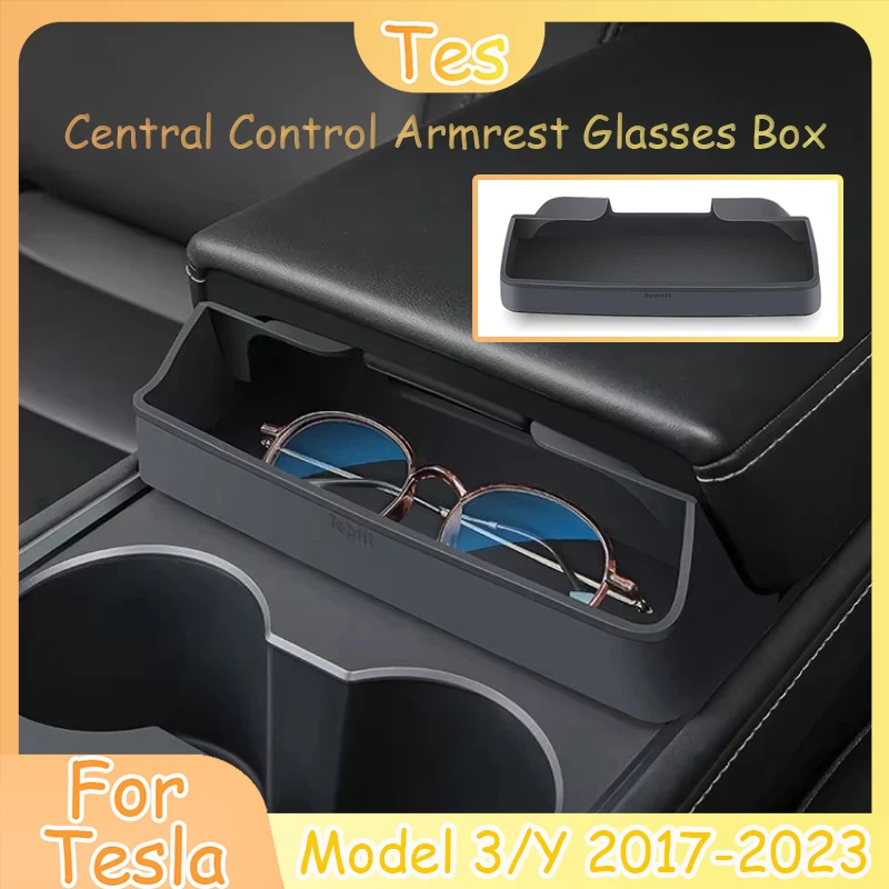 Central Control Armrest Glasses Pocket For Tesla 2023 Model 3 Model Y Accessories 2023 Glasses Case Silicon Storage Casket