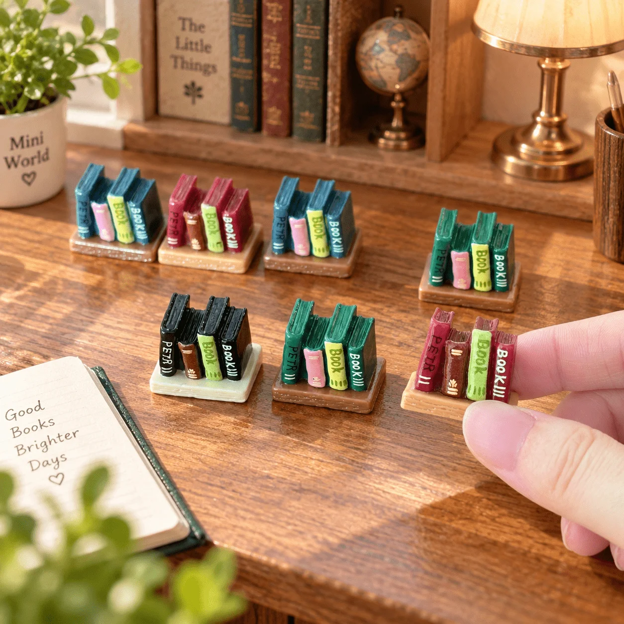 8pcs Miniature Model Book Stack Decoration,Mini Model Books with Base,Tiny Simulation Book Model Ornament,Micro Scene Accessorie