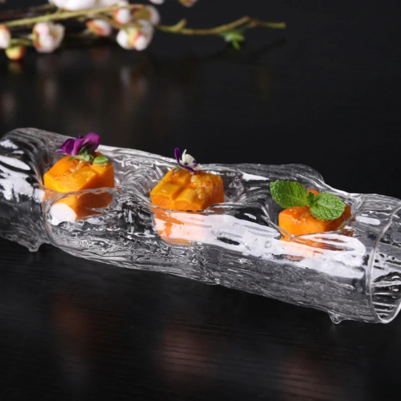 Hotel Molecular Gourmet Cuisine Creative Dishes Artistic Conception Dishes Restaurant Cold Dishes Sushi Fruit Glass Three Plates