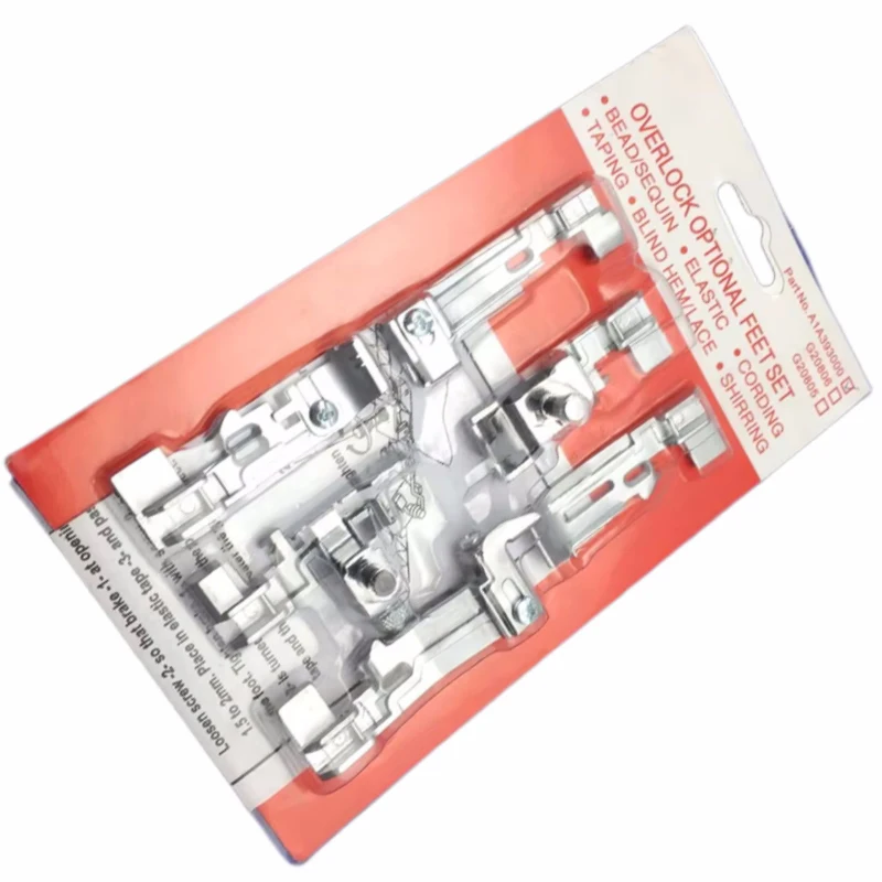 1Set 6 pezzi piedino premistoffa Kit piedini Overlock opzionale per Juki Lock MO-50E MO-51E Singer QuantumLock 14 t948, 14 t957, 14 t968 7 yj33