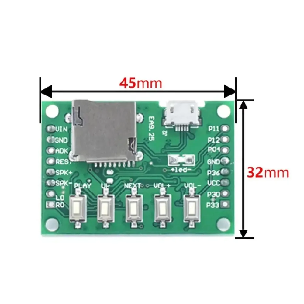MP3-Musik-Sprachwiedergabe-Soundaufnahmemodul-Kit mit PIR-Infrarot-Bewegungssensor, USB-Download, TF-Karten-Audioplayer, DIY – Detail 4
