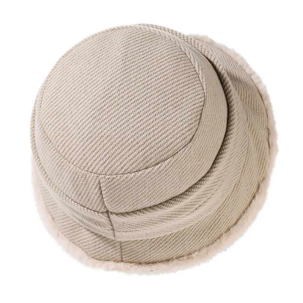 한국어 퍼지 겨울 양동이 모자 귀 보호 방풍 여성 어부 모자 여성을위한 따뜻한 두꺼운 플러시 따뜻한 분지 모자