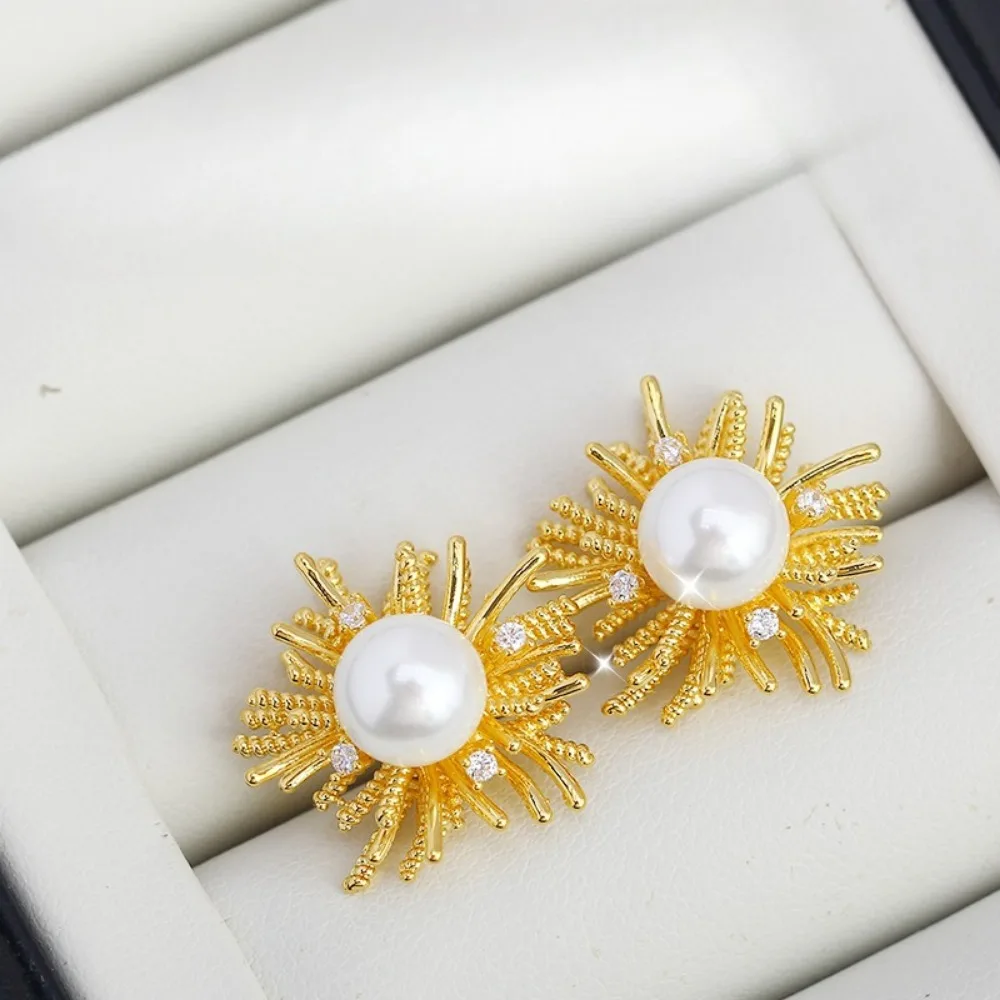 

10PCS S925 Sterling Silver Needle 18K Gold Wrapped Plated Brass Earring Settings Diy Jewelry Pearl Earrings Accessories