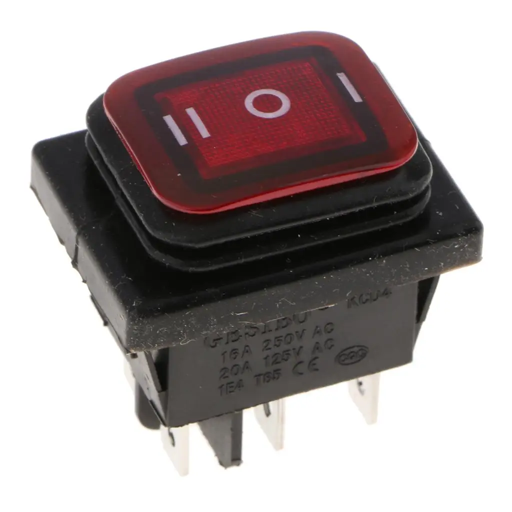 3 Way on Off on Rocker Switch 6 Pin 250V Waterproof Illuminated Toggle for Boat Truck