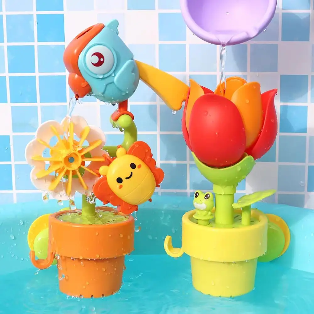ABS Water Game Bath Toy Flower Blooming Shower Interactive Baby Bath Toys Funny Water Shower Spray Water Bathroom Bathtub Toy