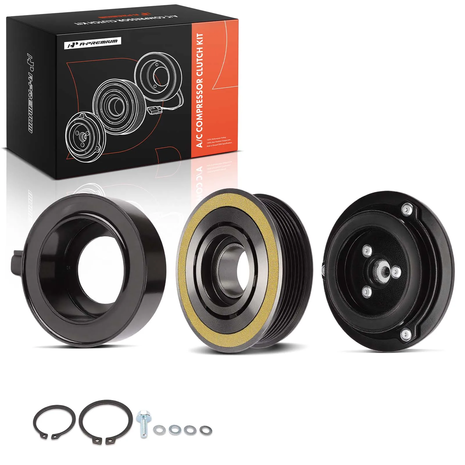 A-Premium AC Compressor Clutch Kit with 6-Groove Pulley for Ford Fiesta 2014-2019