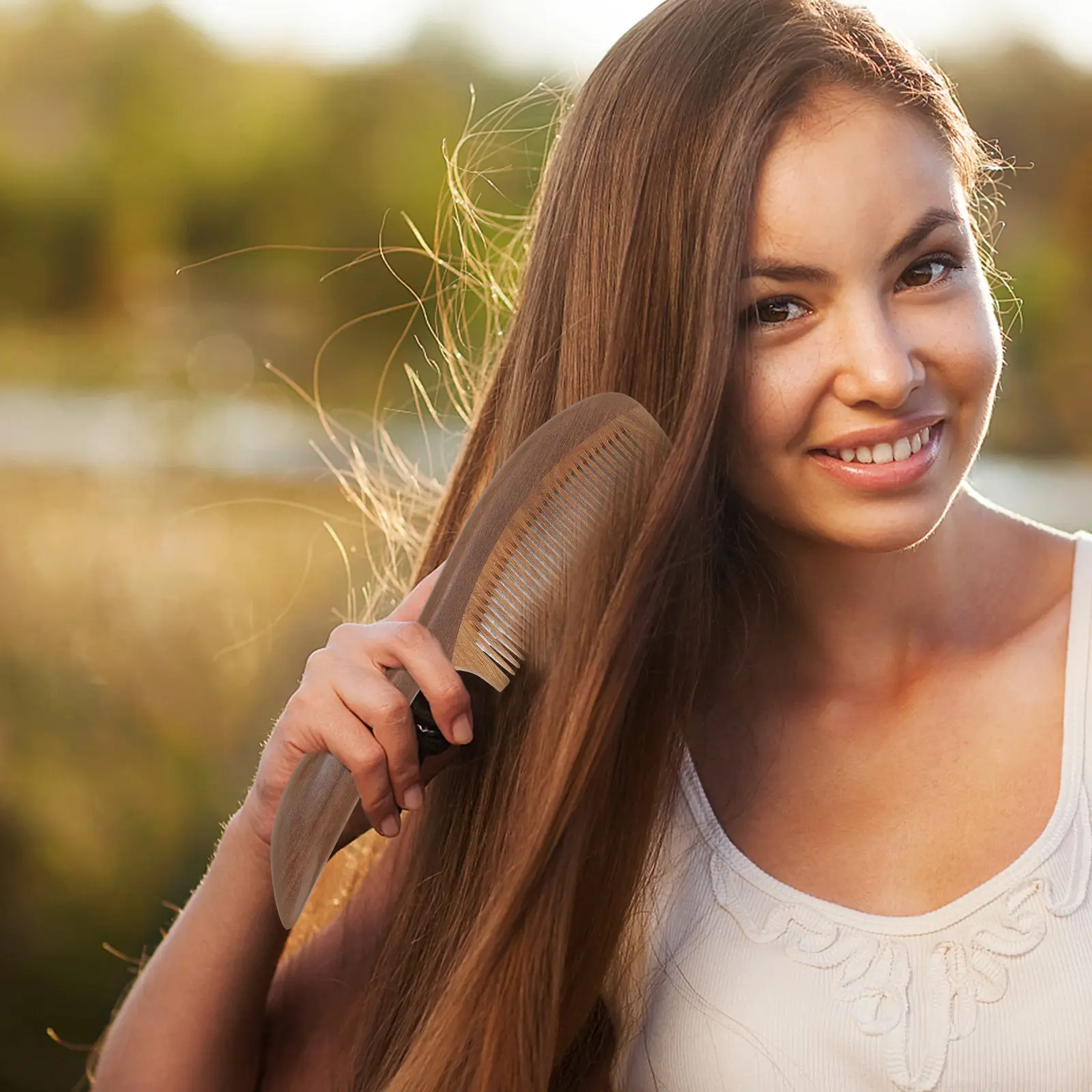 

Wooden Comb for Women Anti-Static Fine Tooth Natural Wood Hair Comb Detangles Kids Adults Hair Soothes Itch Relieves Tension