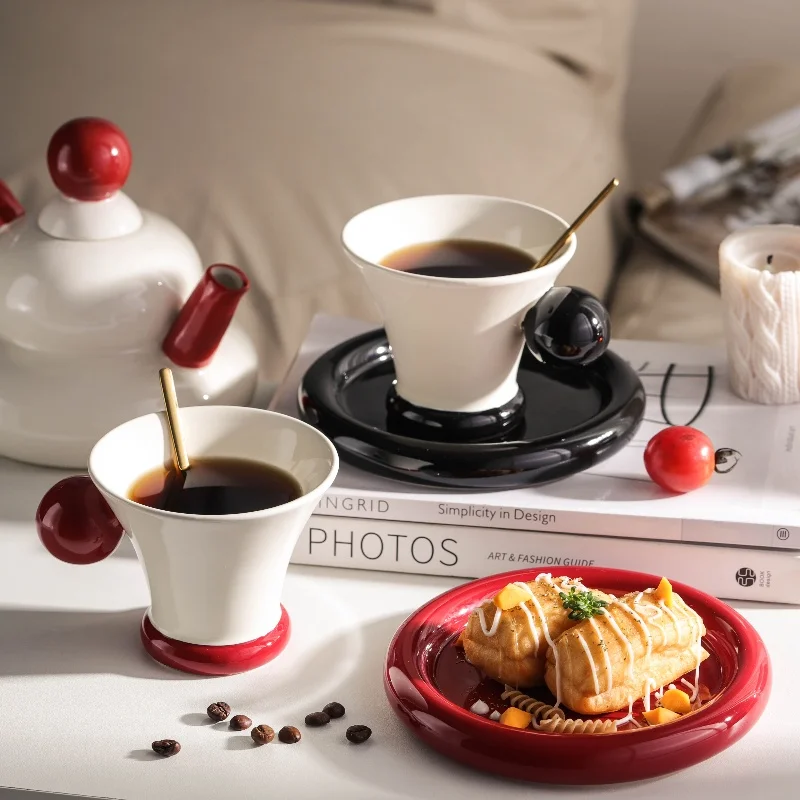 500ml Creative Ceramic Coffee Cup Dish Home Office High Beauty Splicing Colors Drinking Cups Plate Set Couple's Birthday Gifts