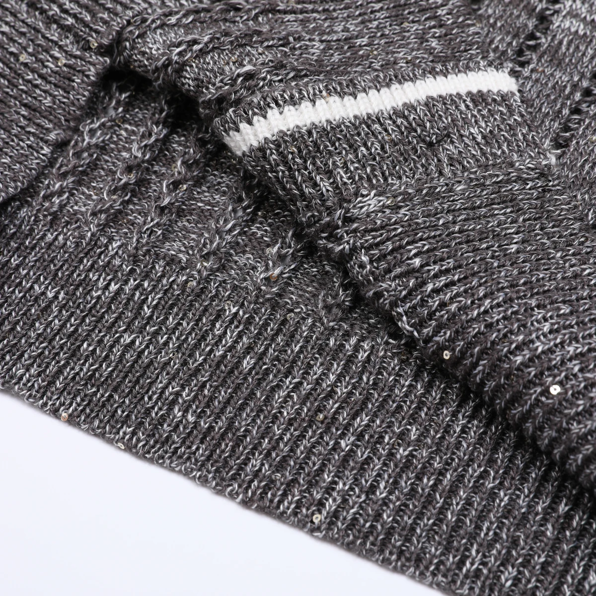 High Quality Spring And Autumn New Style Temperament Socialite V-neck Shiny Silk Color Blocked Jacket Women's Cardigan