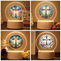 Crucifix 3D Led Night Lamp Gift For Kids Usb Powered & Battery Operated Optical Illusion Table Lamp With Remote Control