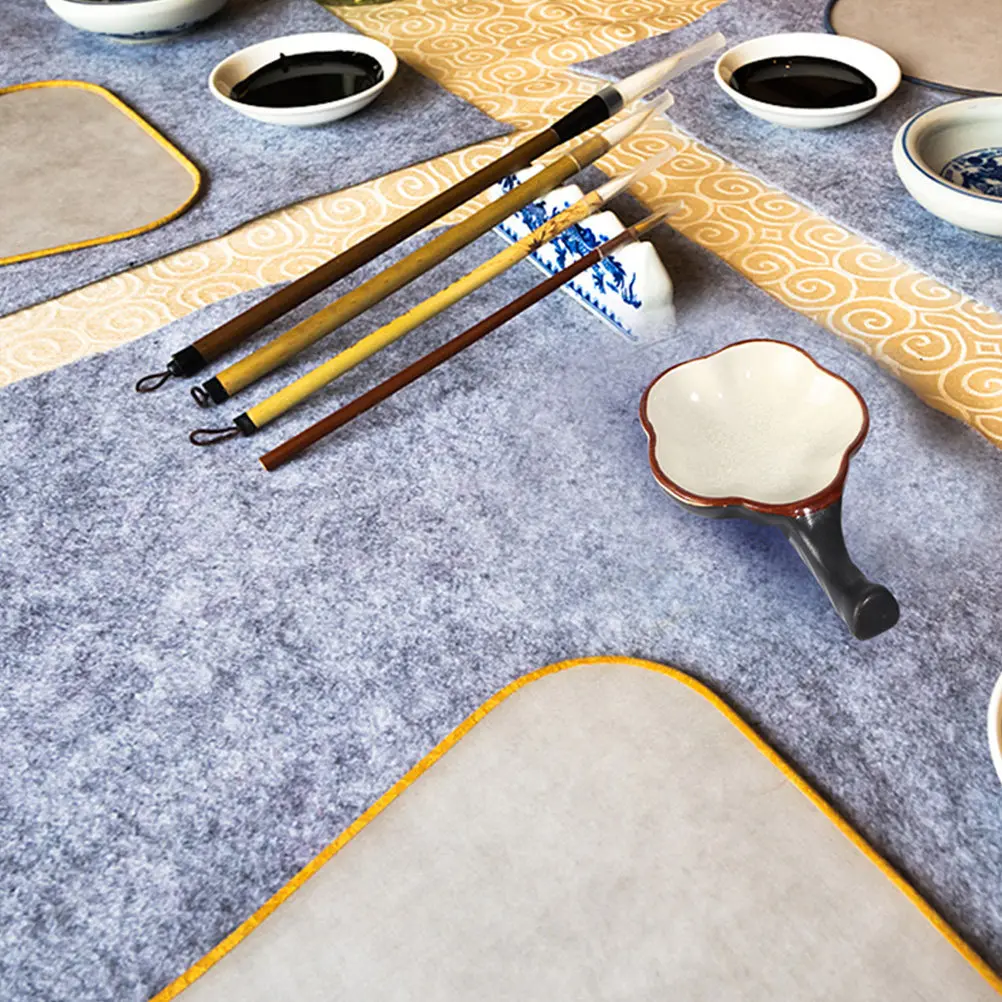 Ceramic Ink Dish Set 2 Pieces Ice Crack Glaze Flower Design for Calligraphy Brush Painting Supplies