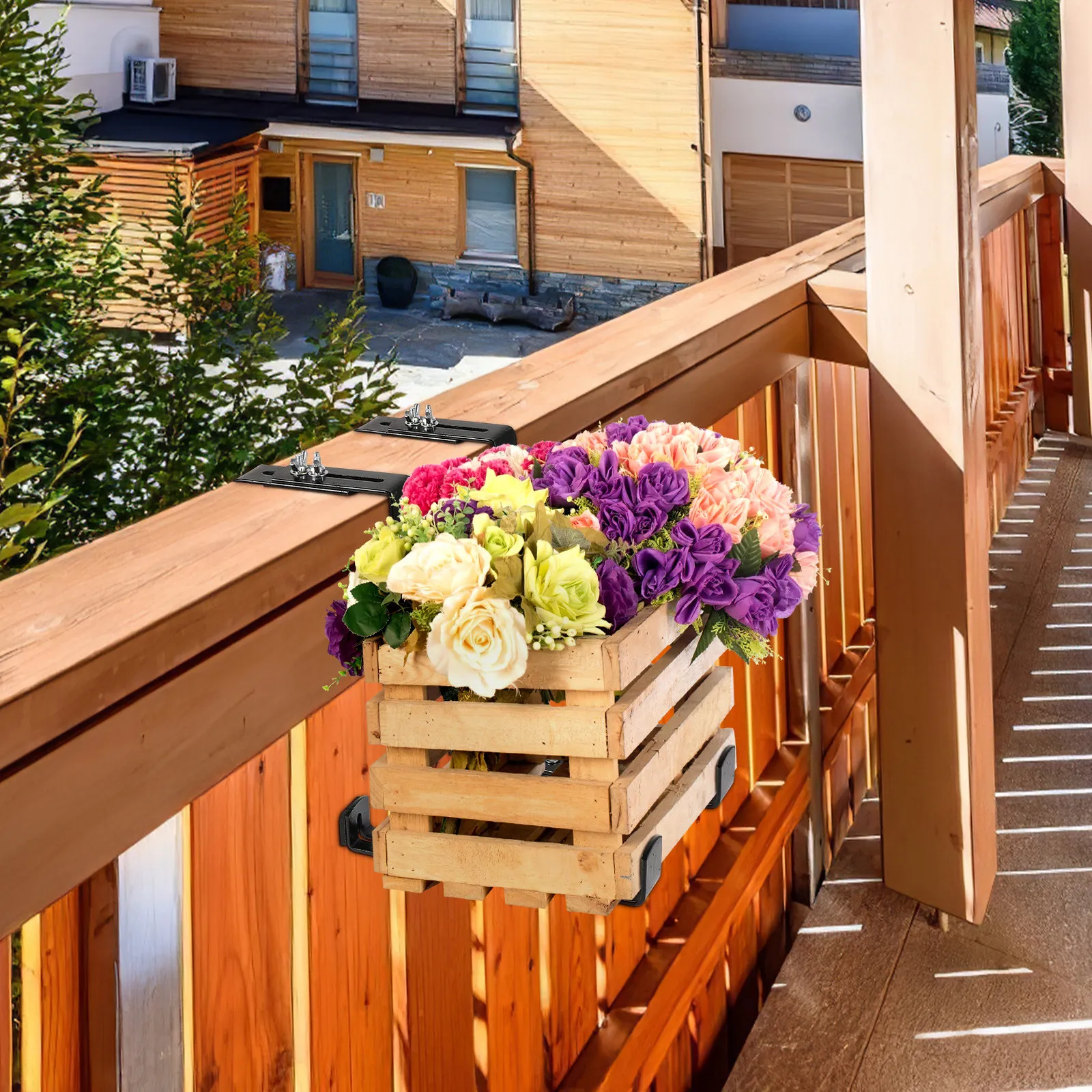 

2 шт. Элегантные железные кронштейны для цветочных горшков, подвесные держатели для кашпо на балконные перила, для сада, патио, настенного крепления, устойчивые к ржавчине, усиленные