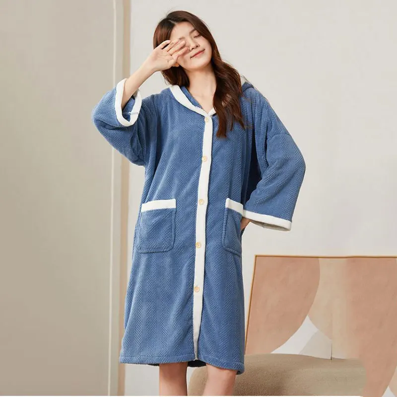 

Халат из кораллового флиса, повседневная одежда для дома для женщин, дышащий халат, удобный впитывающий пляжный халат