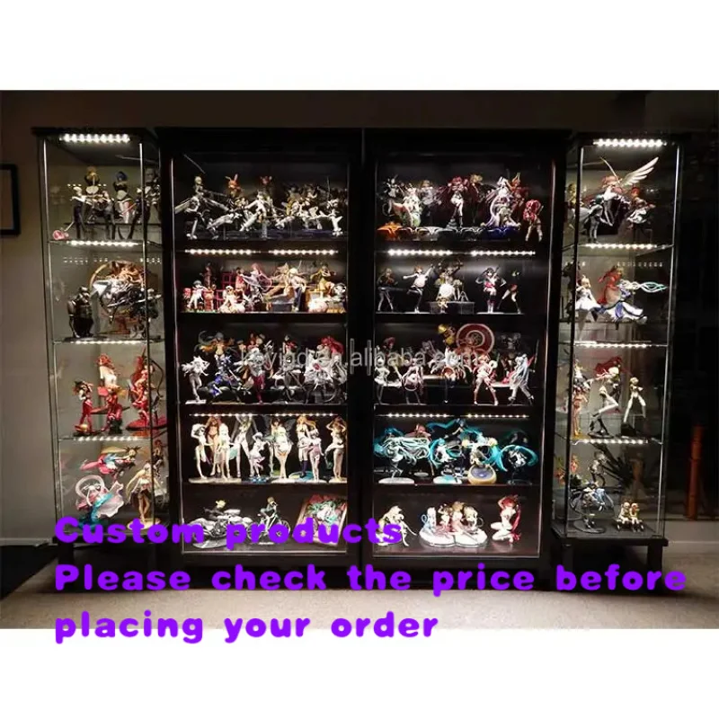 custom.Luxury Led Light Glass Showcase Cartoon Character Model Display Cabinet Toy Figure Display Cases