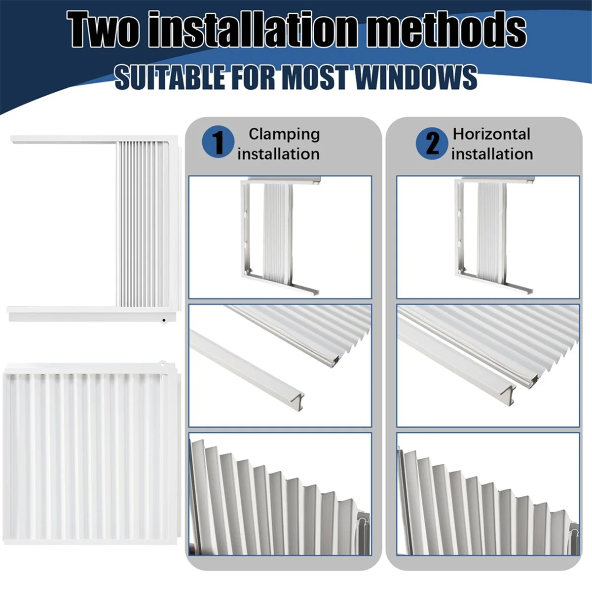 AA98 2 Set Window Air Conditioner Side Panels with Frame Adjustable Window Ac Insulation for Most 5000-20000 Btu Window Ac view 4