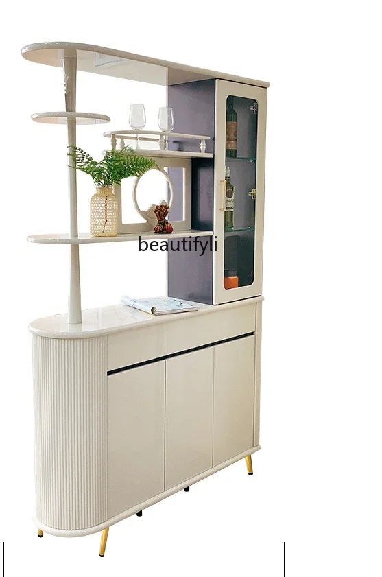 French cream style living room partition cabinet, wabi-sandy wind entry entrance cabinet, integrated wall screen cabinet