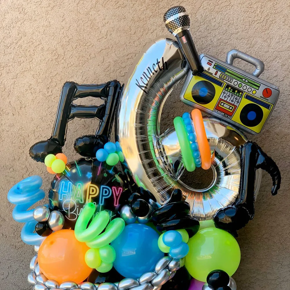 10 قطع من بالونات الموسيقى الصغيرة باللون الأسود والذهبي والوردي، بالونات صغيرة الحجم لتزيين حفلات استقبال المولود الجديد وحفلات الزفاف وأعياد الميلاد