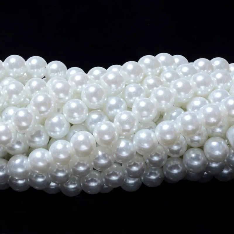 

3/4/6/8/10/12/14/16MM Glass Imitation Pearls 1 White Beads DIY Crafts Bracelet Earrings Bead Choker Necklace Jewelry Making