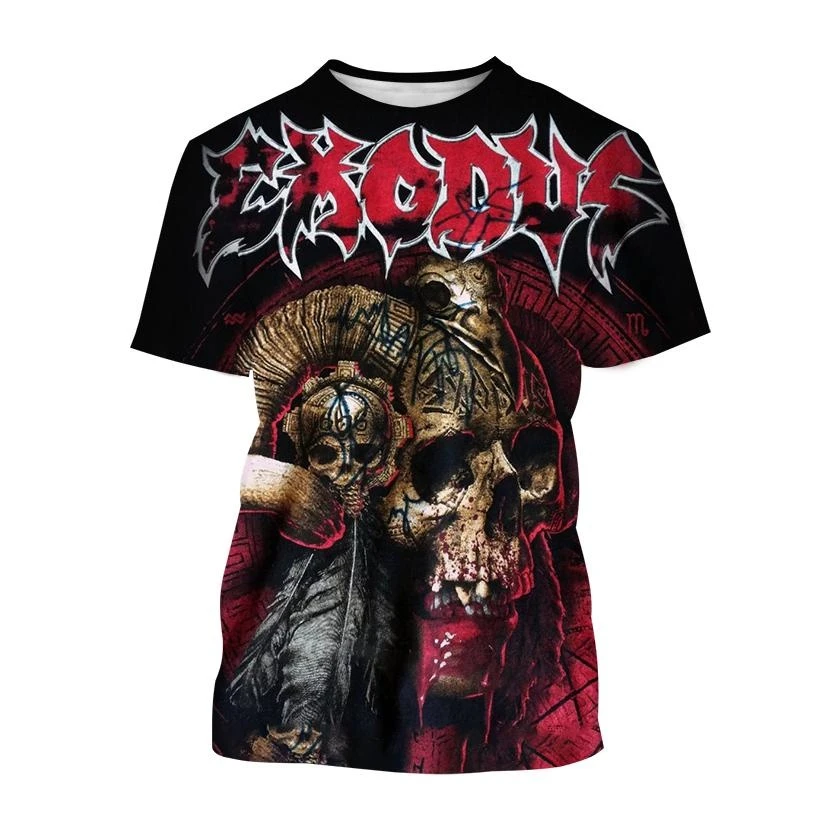 Hot Sale Exodus Personalized Printed 3D T-shirt Personalized Band Hip-hop Men and Women Casual Cool T-shirt Harajuku Street Punk