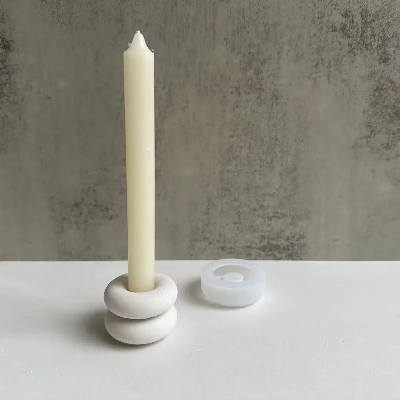 Donuts Candlesticks Silicone Molds Handmade Candle Holder Cement Plaster Mould DIY Epoxy Resin Candle Stand Molds Home Decor