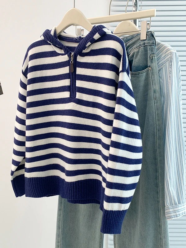 Mole Casual de Tricô com Padrão t Estilo Universitário Versátil Manga Longa Moda Fena Outono Inverno