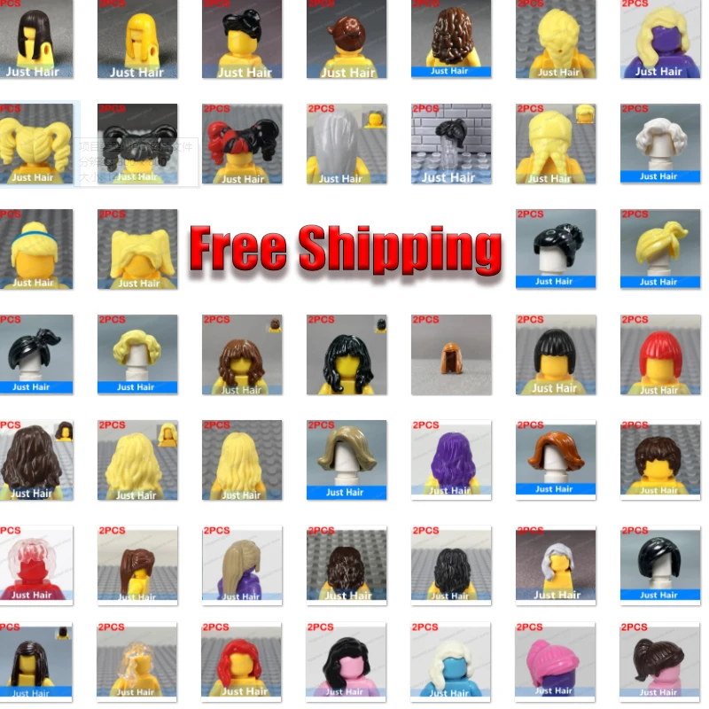 MOC Figures Hair Building Blocks Body Parts Head Hairstyle Accessories Assemble Compatible Bricks City Seires DIY KidsToys Gift