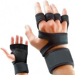1Pair Heavyweight Training Gloves Weight Lifting Training Gloves Fitness Sports Body Building Gym Hand Palm Protector Gloves