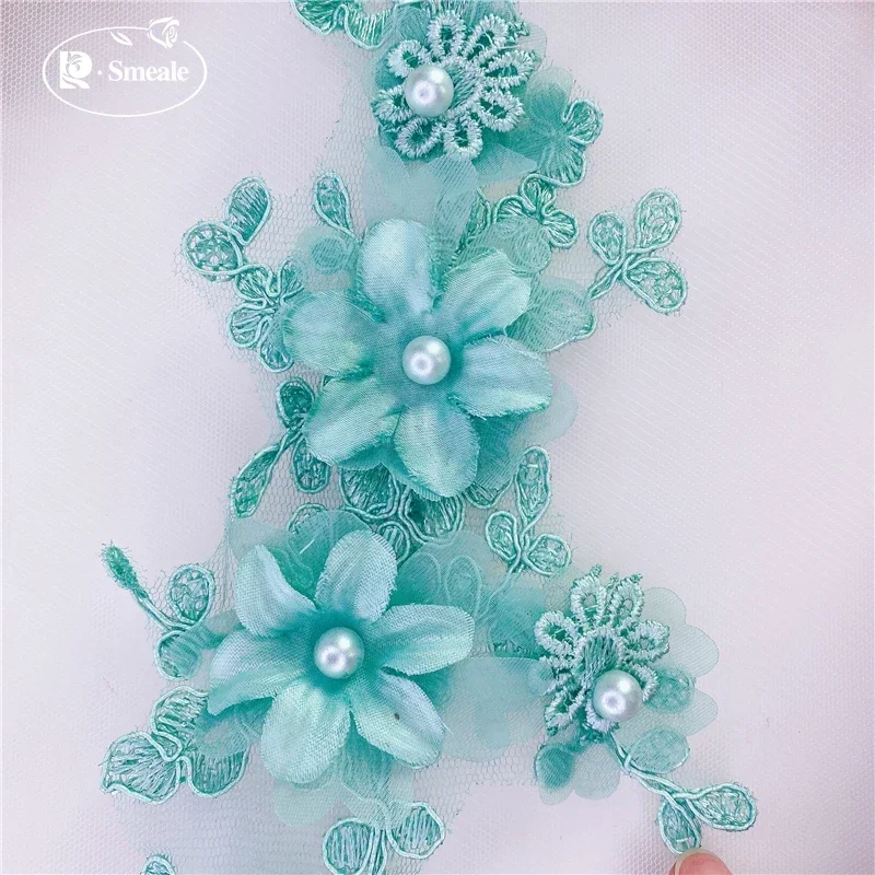 4Pcs/2Pair. High Quality Multicolor 3D Applique Beaded Flowers, Bridal Headwear, Clothing Accessories, DIY Mirrored Flowers
