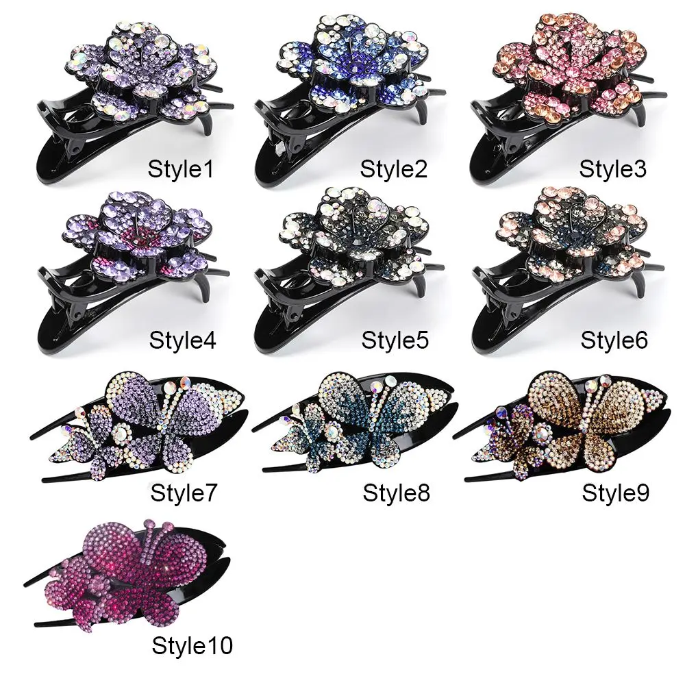 Flexible Butterfly&Flower shape Crystal Rhinestone Hairpin Barrette Hair Clips Styling Tools