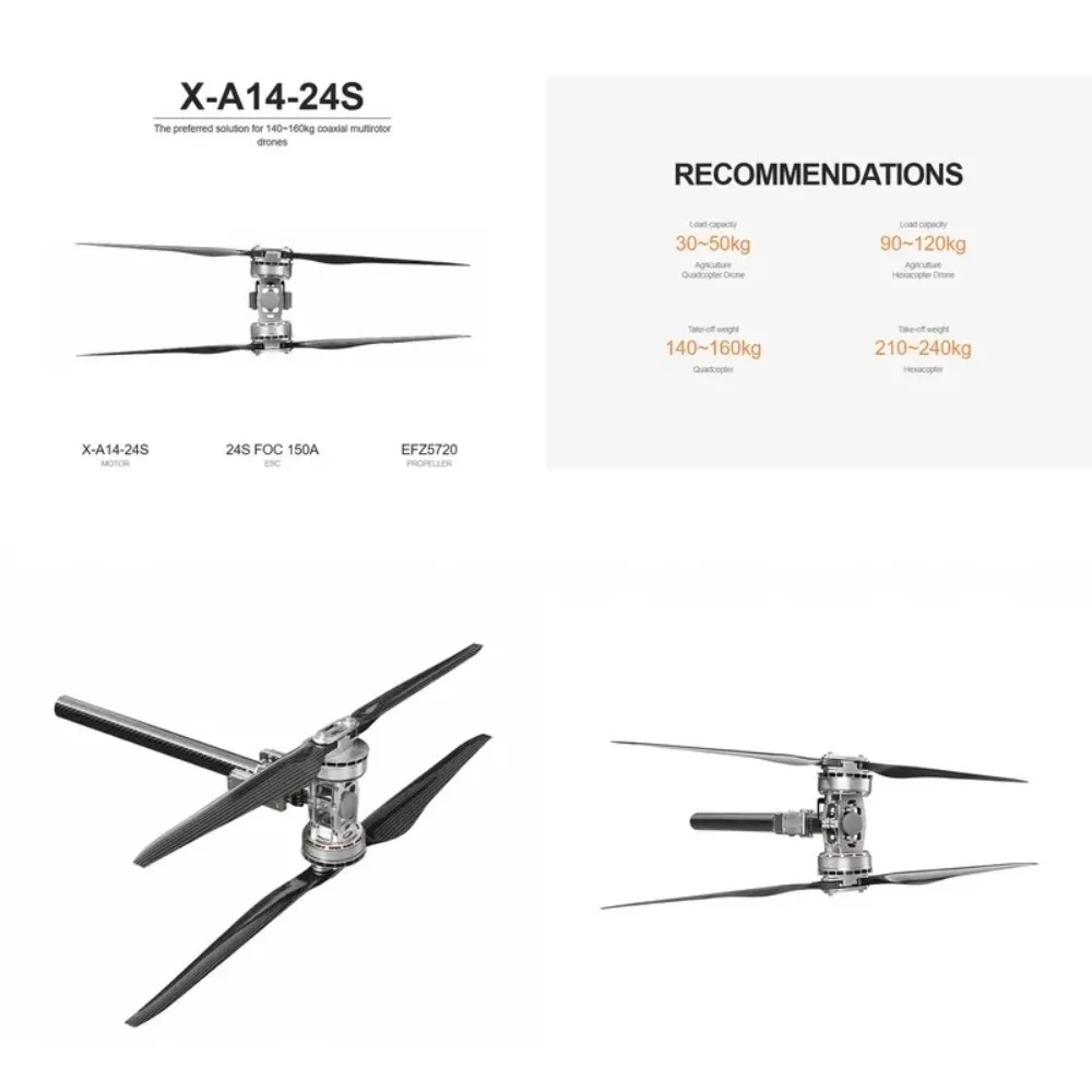 X-A14-18S KV49.6 Agricultural quadcopter, hexcopter, industrial heavy cargo Suitable for 140~ 160kg coaxial multi-rotor